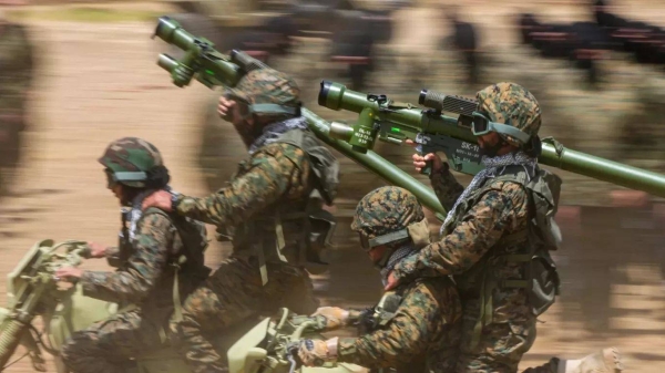 Fighters from the Lebanese militant group Hezbollah train in southern Lebanon, 21 May, 2023
