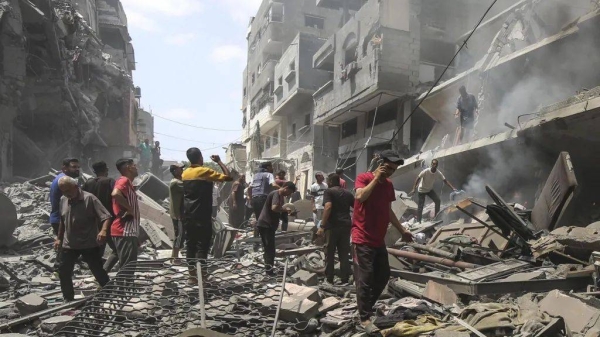 Destruction following the Israeli attack on Zeitoun on 8 August