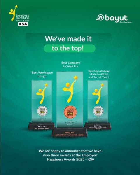 Bayut KSA wins 3 Employee Happiness Awards 2025
 