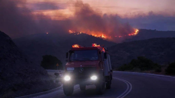 Dozens of people have been evacuated from the Greek island of Chios