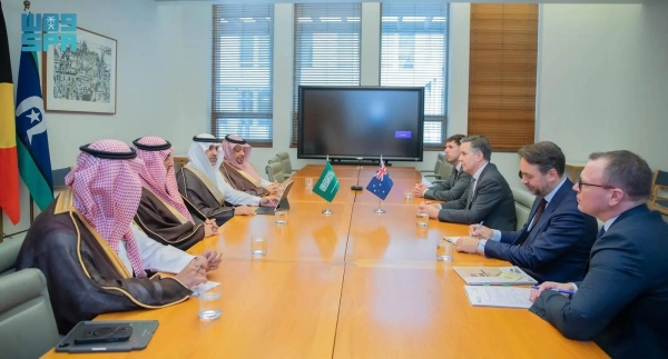 Saudi Minister of Health Fahd Al-Jalajel meets with Australian Minister for Health and Aged Care Mark Butler in Canberra on Monday.