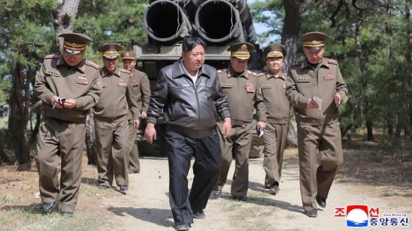 Kim Jong Un supervises a drill of artillery and missile systems in eastern North Korea, May 8, 2025