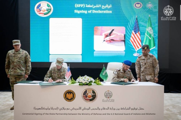 The Saudi Ministry of Defense has signed on Wednesday the State Partnership with the US National Guard of Indiana and Oklahoma.