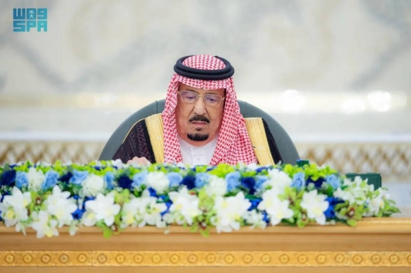 Custodian of the Two Holy Mosques King Salman chairs the Cabinet session in Jeddah on Tuesday.