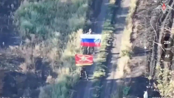 Russia's defence ministry released an image claiming to show Russian troops inside the village of Zaporizke, but Ukraine says it is still in control there