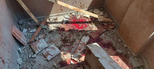 The bloodied staircase at Nasser Hospital in Gaza after an Israeli double-tap attack on Monday, August 25, 2025