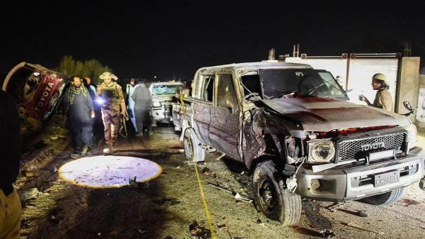 The explosion happened in the parking area of a stadium where a political rally had been held