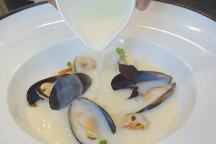 Patagonian seafood chowder with mussels and scallops