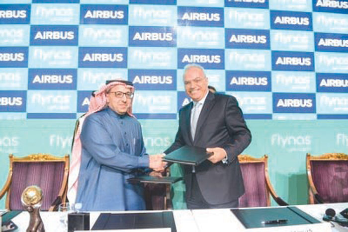 Flynas and Airbus officials during the signing of A320neo accord