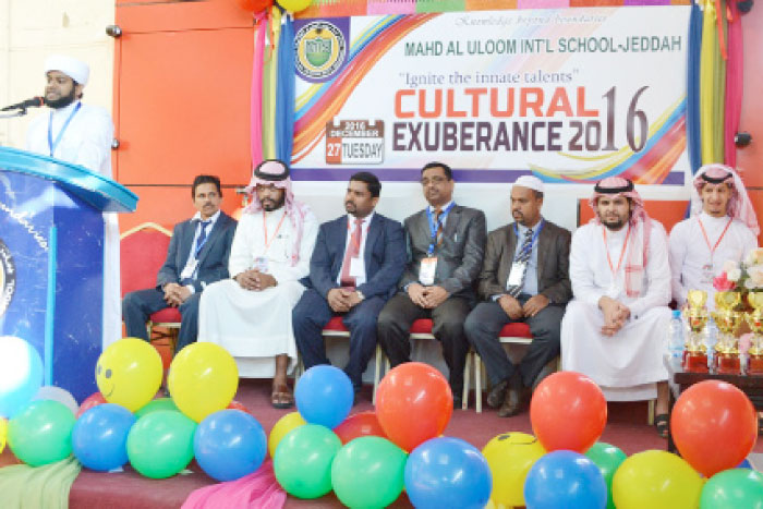 Yahya Khaleel Noorani, operations manager, inaugurates Cultural Exuberance 2016 at Mahd al Uloom International School, Jeddah.