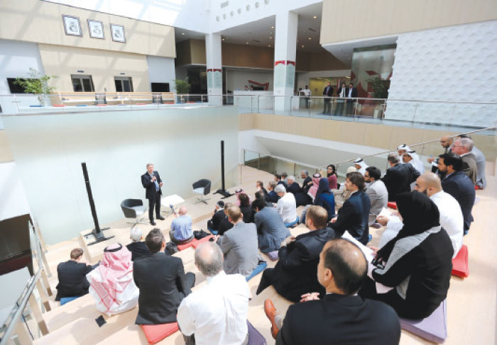 Christian Wulff, former Federal President of Germany, addresses an audience of business decision-makers at the Prince Mohammed bin Salman College of Business and Entrepreneurship at KAEC