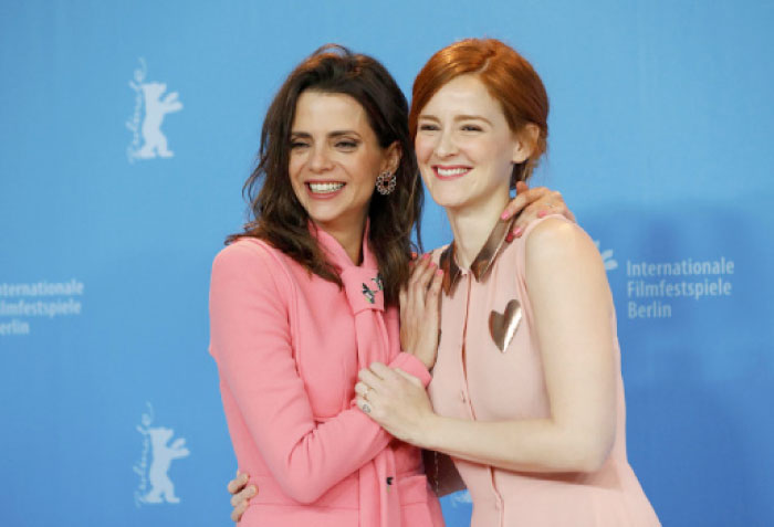 Actress Macarena Gomez, left, and Ana Polvorosa pose during a photocall to promote their movie “Skins” at the 67th Berlinale International Film Festival in Berlin, Germany on Saturday. - Reuters