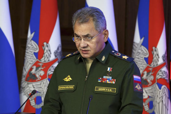 Russian Defense Minister Sergei Shougu speaks during a meeting with senior military officials in Moscow, Russia, in this Dec. 22, 2016 file photo. — AP