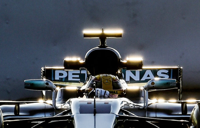 Mercedes AMG Petronas F1 Team’s British driver Lewis Hamilton drives at the Circuit de Catalunya on Monday in Montmelo on the outskirts of Barcelona during the first day of the first week of tests for the Formula One Grand Prix season. — AFP