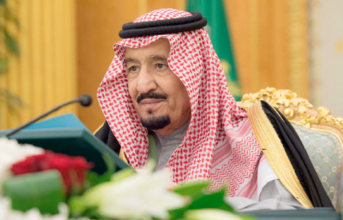 Custodian of the Two Holy Mosques King Salman chairs the Cabinet’s session at Al-Yamama Palace in Riyadh on Monday afternoon. — SPA