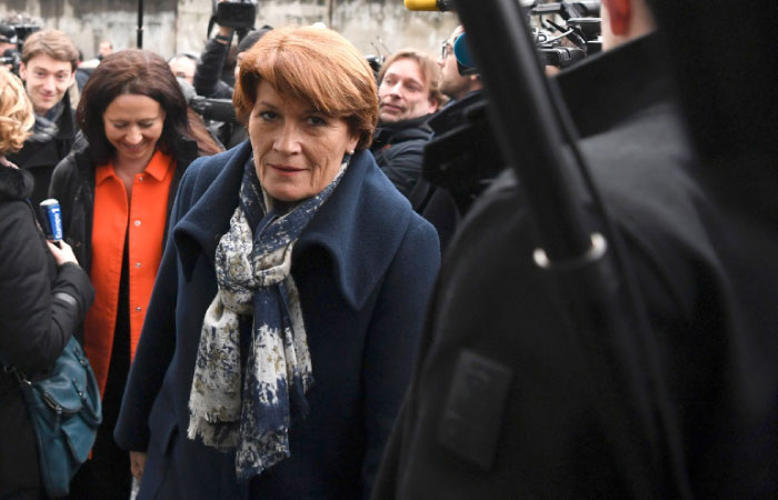 French MP of the right-wing Les Republicains (LR) party Claude Greff arrives to attend a meeting at the campaign headquarters of the LR candidate for the upcoming presidential elections on Tuesday in Paris. — AFP