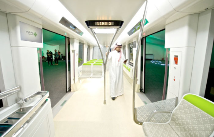 The interior design of the trains include high comfort seating with elements of traditional architecture such as Riyadh’s mud houses and palm trees, designed by award-winning designers. — SG photos by Layan Damanhouri