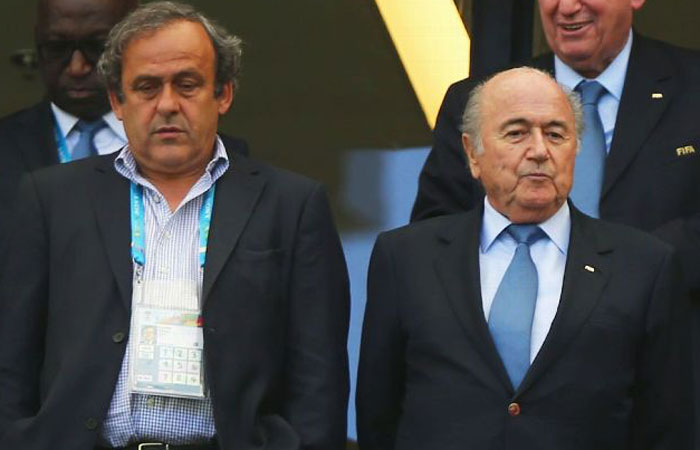 Former FIFA president Sepp Blatter, right, and Michel Platini, seen in this file picture. CAS found that Blatter unlawfully created a pension fund for Paltini.