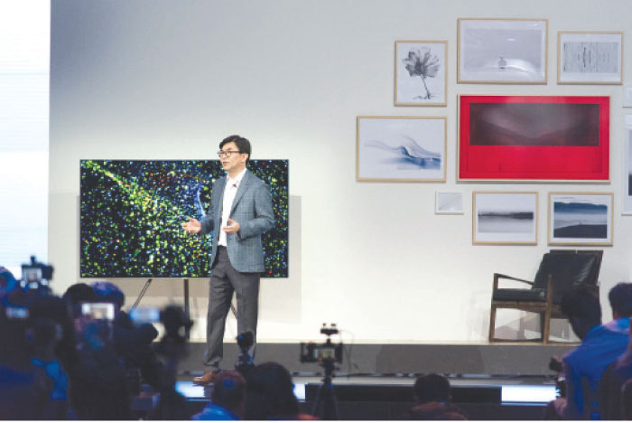 HS Kim, President of Visual Display Business at Samsung Electronics,  during the global TV launch event in Paris