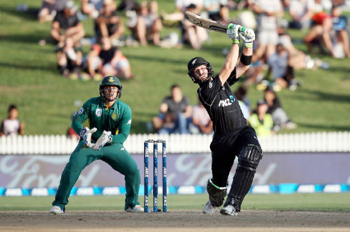 Martin Guptill in full flow in Hamilton Wednesday. — AFP