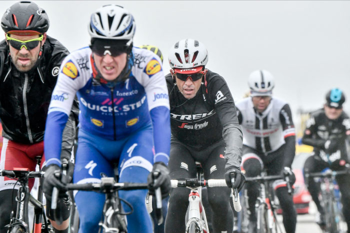 Ireland’s Daniel Martin (2ndL) and Spain’s Alberto Contador (3rdL) ride during the 195 km second stage of the 75th edition of the Paris-Nice cycling race, between Rochefort-en-Yvelines and Amilly, on Monday. — AFP