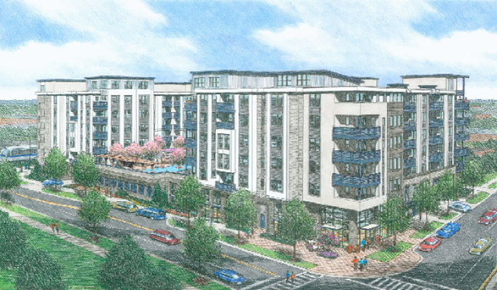 Upscale residential project on South Boulevard in Charlotte, North Carolina, US
