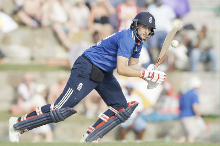 England’s Joe Root plays a shot during the second one day international cricket match against West Indies at the Sir Vivian Richards Stadium in North Sound, Antigua, Sunday. — AP