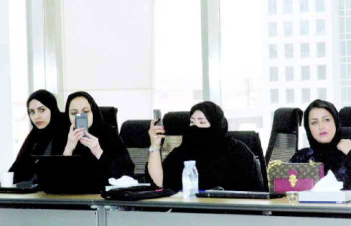 Journalists during their visit to the Citizen’s Account headquarters in Riyadh. — Okaz photo