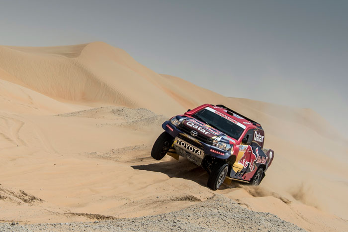 Nasser Saleh Al-Attiyah leading the Abu Dhabi Desert Challenge Sunday.