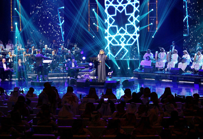 Singer Rashed Al-Majed performs during a concert in Riyadh, last month. — Reuters