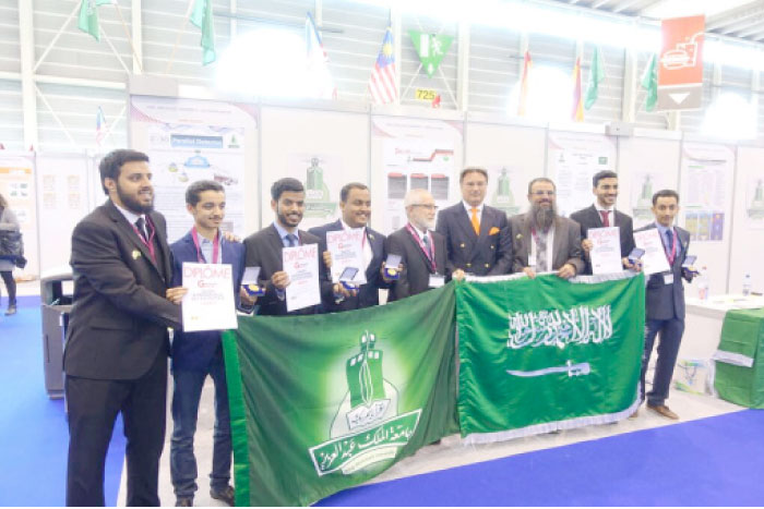 Five Saudi students who won awards for their innovate technologies in International Exhibition of Inventions in Geneva, Switzerland. — Courtesy photo