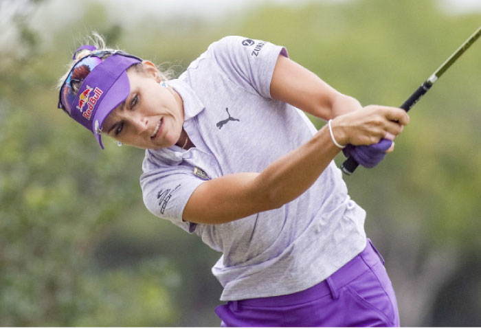 Lexi Thompson tees off on the second hole during the second round of the North Texas LPGA Shootout Golf Tournament in Irving, Texas, Friday. — AP