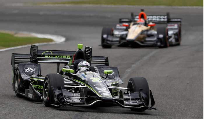 Josef Newgarden heads into a turn during the Indy Grand Prix of Alabama auto race, Sunday, in Birmingham, Ala. — AP