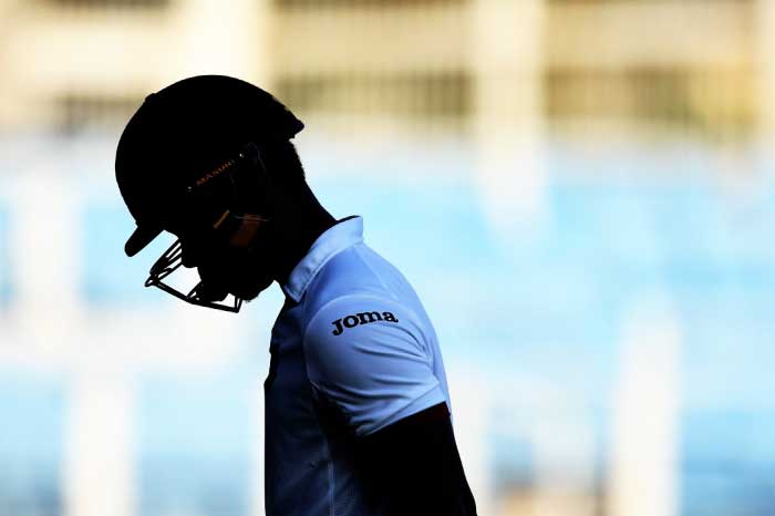 West Indies' batsman Shimron Hetmyer leaves the field after being bowled off Pakistan's bowler Yasir Shah on day four of the first Test match between West Indies and Pakistan at the Sabina Park in Kingston, Jamaica, on Monday. — AFP