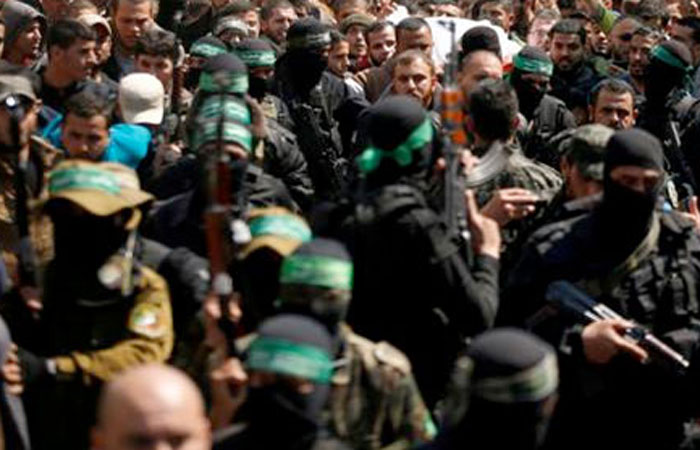 Palestinian members of Hamas' armed wing take part in a funeral in Gaza City in this March 25, 2017, file photo. — Reuters