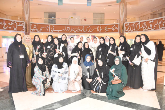 Senior students of Visual Communication Program at Dar Al-Hekma University who took part in the exhibition.