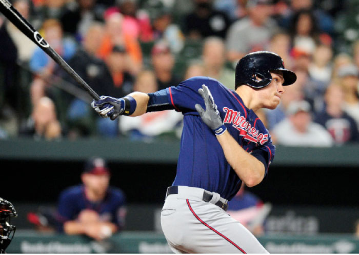Minnesota Twins outfielder Max Kepler (26) hits a two run double in the fifth inning against the Baltimore Orioles at Oriole Park at Camden Yards. — Reuters
