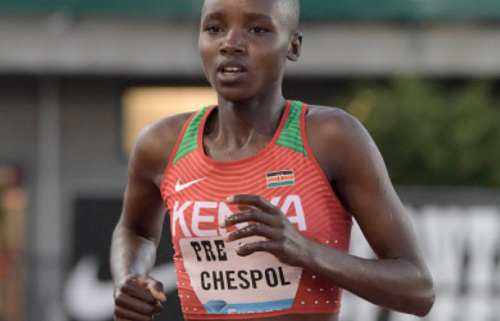 Celliphine Chespol of Kenya wins the women’s steeplechase in 8:58.78 during the 43rd Prefontaine Classic at Hayward Field Friday. — Reuters