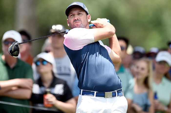 Sergio Garcia of Spain plays his shot from the fourth tee during the second round of the Dean & Deluca Invitational at Colonial Country Club in Fort Worth, Texas, Friday. — AFP