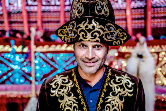 Nasser Saleh Al-Attiyah in traditional Kazakh costume