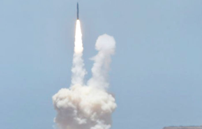 A ground based interceptor missle take off at Vandenberg Air Force base, California, on Tuesday. — AFP