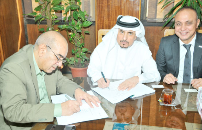 Eng. Gamal Abdel-Rahem,  Eng.  Sabah Al Mutlaq, and Eng. Jamal Wadi at the signing of agreement