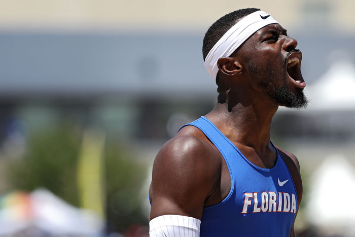 Eric Futch celebrates after winning the 400m hurdles during Day 4 of the 2017 USA Track & Field Outdoor Championships at Hornet Stadium in Sacramento, California, Sunday. — AFP