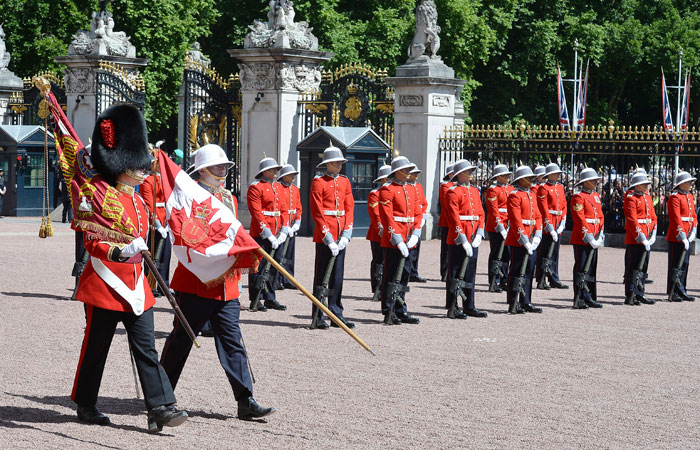 Capt. Megan Couto of the 2nd Battalion, Princess Patricia's Canadian Light Infantry (PPCLI), makes history as she becomes the first woman to command the Queen's Guard at Buckingham Palace, London, Britain on Monday. — Reuters