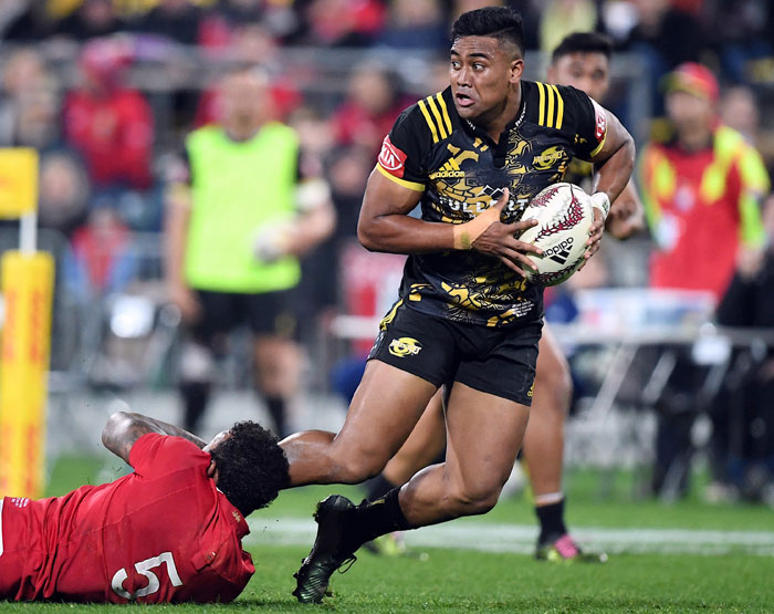 Julian Savea of the Wellington Hurricanes in action against the British and Irish Lions during their rugby Test match in Wellington Tuesday. — Reuters
