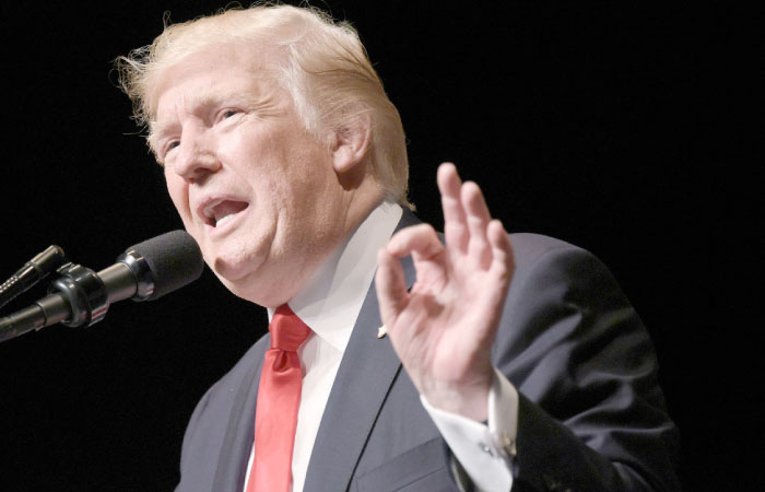 US President Donald Trump speaks at the Manuel Artime Theater in Miami, Florida, on Friday. — AFP