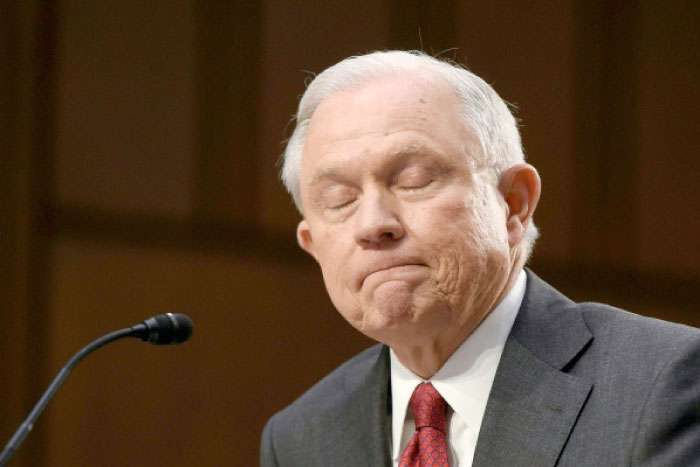 Attorney General Jeff Sessions testifies during a US Senate Select Committee on Intelligence hearing on Capitol Hill in Washington on Tuesday. — AFP