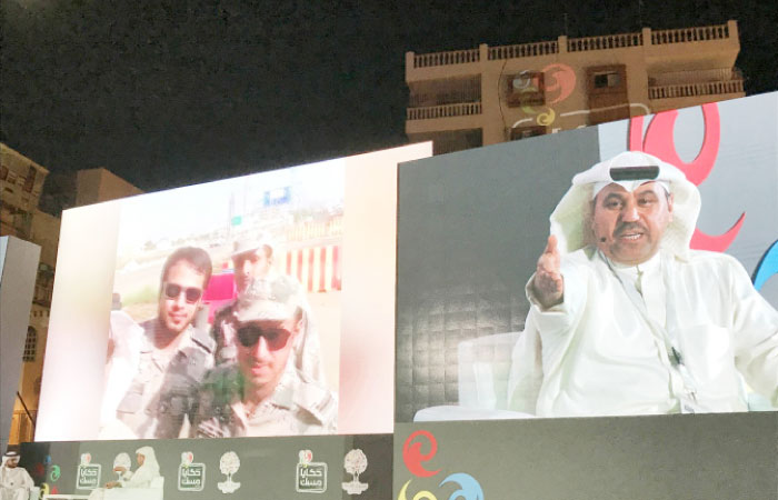 Stories of soldiers in the southern border shared with audience at Hakaya Misk Festival. — SG photo by Layan Damanhouri