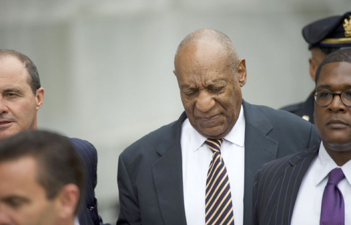 Bill Cosby departs the Montgomery County Courthouse after the opening day of the sexual assault trial in Norristown, Pennsylvania, on Monday. — AFP