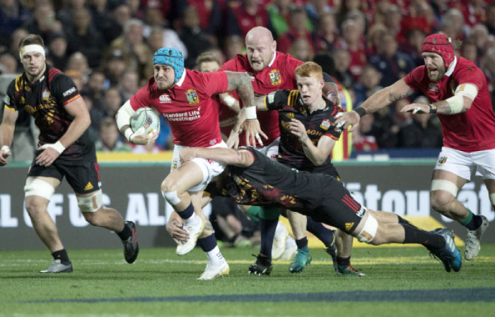 British & Irish Lions winger Jack Nowell makes a break during their game against the Chiefs at Waikato Stadium in Hamilton, New Zealand, Tuesday. — AP